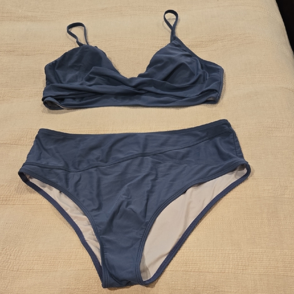 Classic Blue Bikini Set with Adjustable Straps